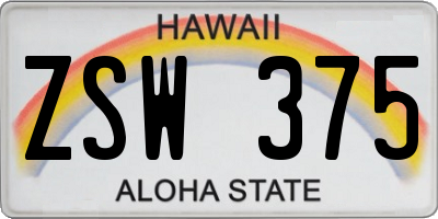 HI license plate ZSW375
