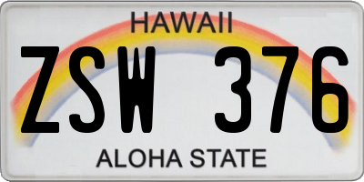 HI license plate ZSW376