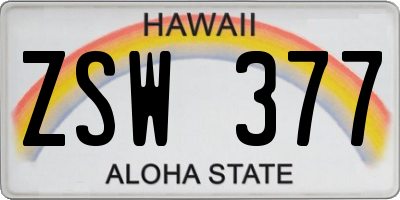 HI license plate ZSW377