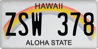 HI license plate ZSW378