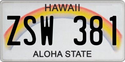 HI license plate ZSW381