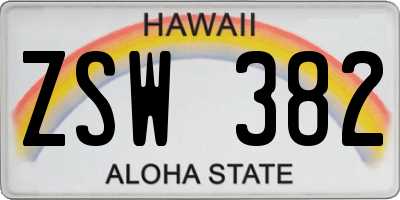 HI license plate ZSW382
