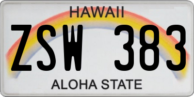 HI license plate ZSW383