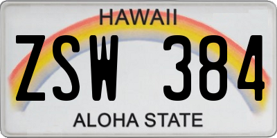 HI license plate ZSW384
