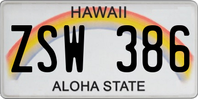 HI license plate ZSW386