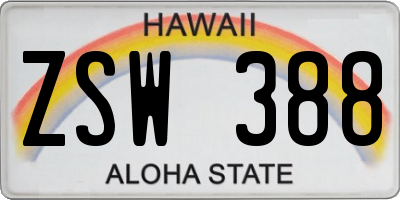 HI license plate ZSW388