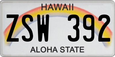 HI license plate ZSW392