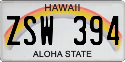 HI license plate ZSW394