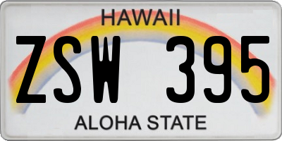 HI license plate ZSW395