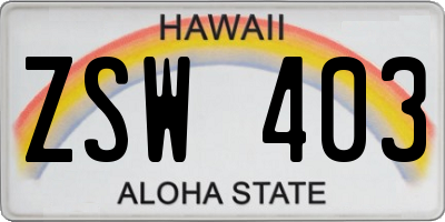 HI license plate ZSW403