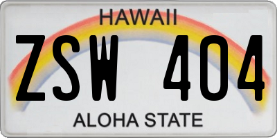 HI license plate ZSW404