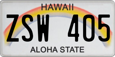 HI license plate ZSW405
