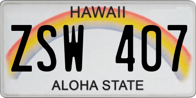HI license plate ZSW407