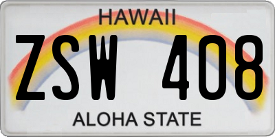 HI license plate ZSW408
