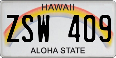 HI license plate ZSW409