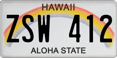 HI license plate ZSW412