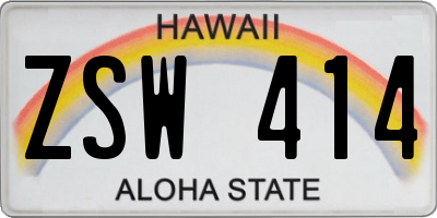 HI license plate ZSW414