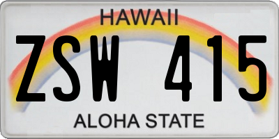 HI license plate ZSW415