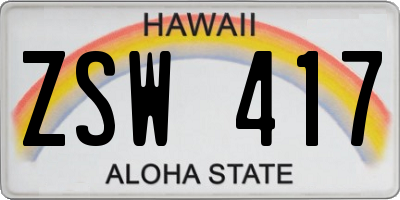 HI license plate ZSW417