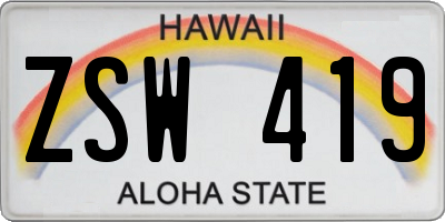 HI license plate ZSW419