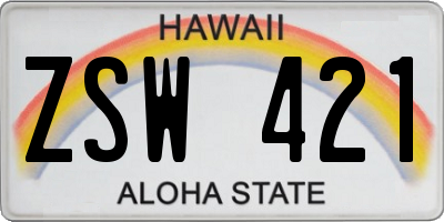 HI license plate ZSW421