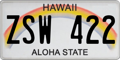 HI license plate ZSW422