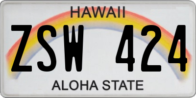 HI license plate ZSW424