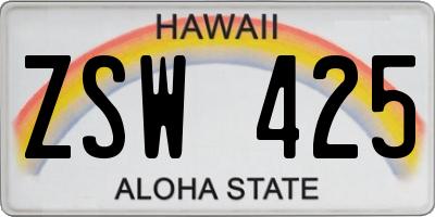 HI license plate ZSW425