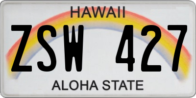 HI license plate ZSW427