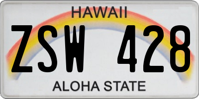HI license plate ZSW428
