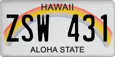 HI license plate ZSW431