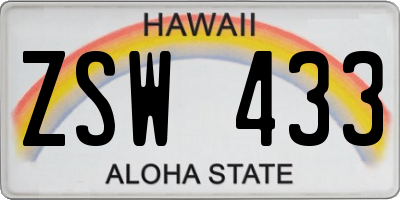 HI license plate ZSW433