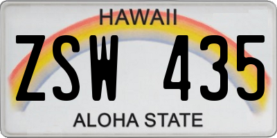HI license plate ZSW435