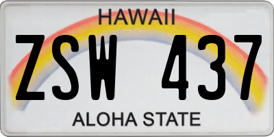 HI license plate ZSW437