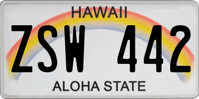 HI license plate ZSW442