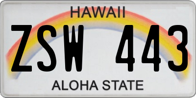 HI license plate ZSW443