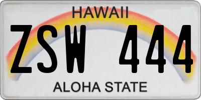 HI license plate ZSW444
