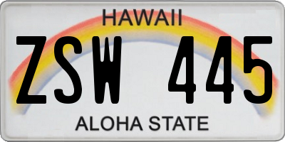 HI license plate ZSW445