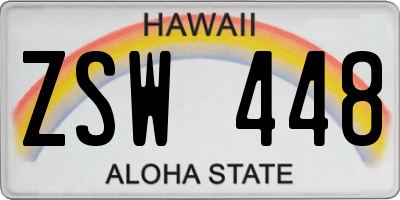 HI license plate ZSW448