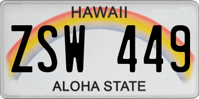 HI license plate ZSW449