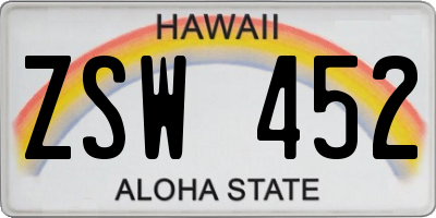 HI license plate ZSW452