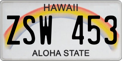 HI license plate ZSW453