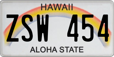 HI license plate ZSW454