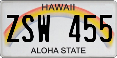 HI license plate ZSW455