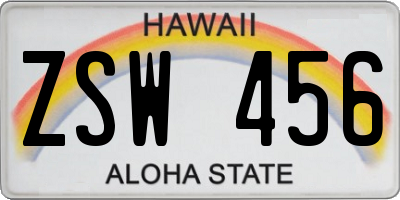 HI license plate ZSW456