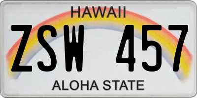 HI license plate ZSW457