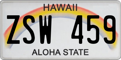 HI license plate ZSW459
