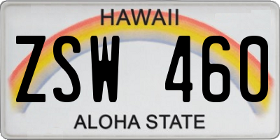 HI license plate ZSW460