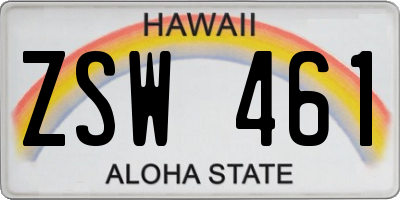 HI license plate ZSW461