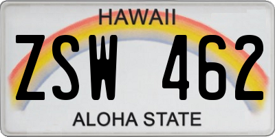 HI license plate ZSW462